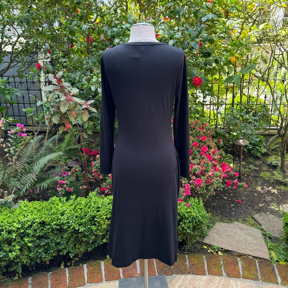 Classic Black Long-Sleeve Midi Dress - Picture 3 of 12